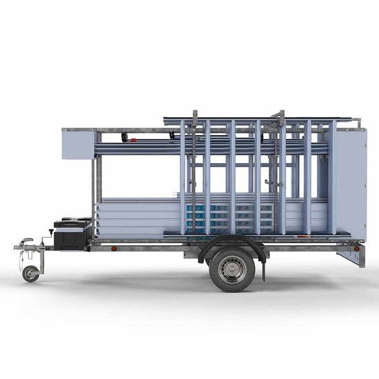 Euroscaffold Steigeraanhanger afsluitbaar 305 + Rolsteiger Standaard 135x305 10,2m werkhoogte carbon vloer
