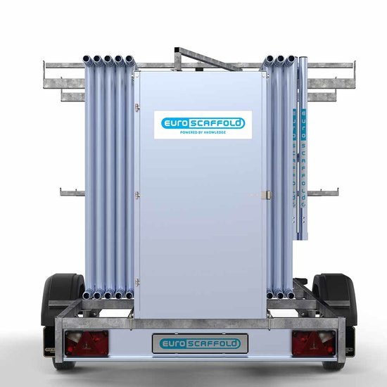 Euroscaffold Steigeraanhanger afsluitbaar 305 + Rolsteiger Standaard 135x305 12,2m werkhoogte carbon vloer