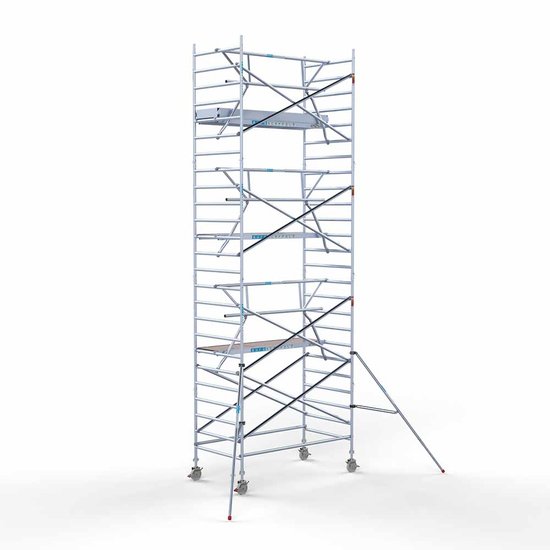 Euroscaffold Steigeraanhanger afsluitbaar 250 + Rolsteiger Standaard 135x250 8,2m werkhoogte carbon vloer enkele voorloopleuning