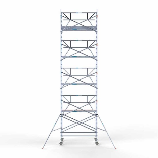 Euroscaffold Steigeraanhanger afsluitbaar 250 + Rolsteiger Standaard 135x250 10,2m werkhoogte carbon vloer enkele voorloopleuning