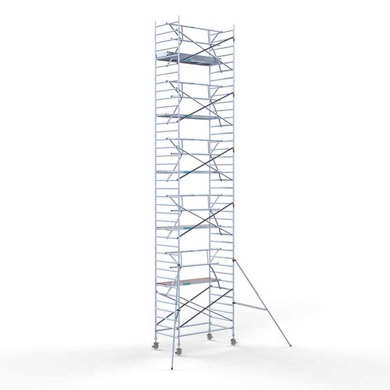 Euroscaffold Steigeraanhanger afsluitbaar 250 + Rolsteiger Professional 135x250 12,2m werkhoogte carbon vloer enkele voorloopleuning