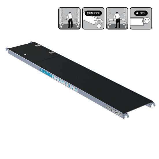 Euroscaffold Rolsteiger platform met luik 400 cm carbon vloer (lichtgewicht)