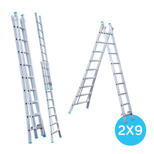 Eurostairs Reform ladder dubbel uitgebogen 2x9 sporten