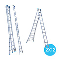 Eurostairs Eurostairs Reform ladder dubbel uitgebogen 2x12 sporten + gevelrollen