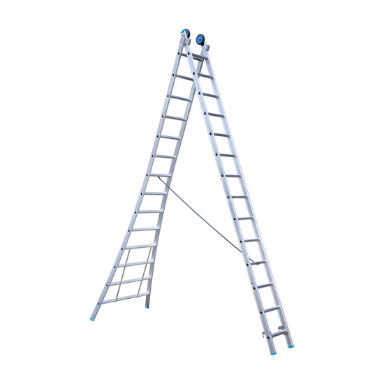 Eurostairs Eurostairs Reform ladder dubbel uitgebogen 2x14 sporten + gevelrollen