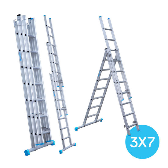 Eurostairs Eurostairs Reform ladder driedelig recht 3x7 sporten