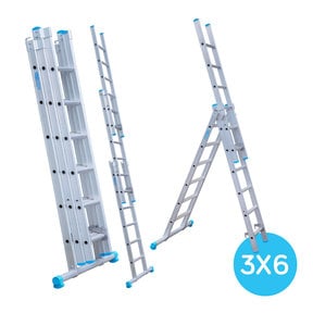 Eurostairs Reform ladder driedelig recht 3x6 sporten