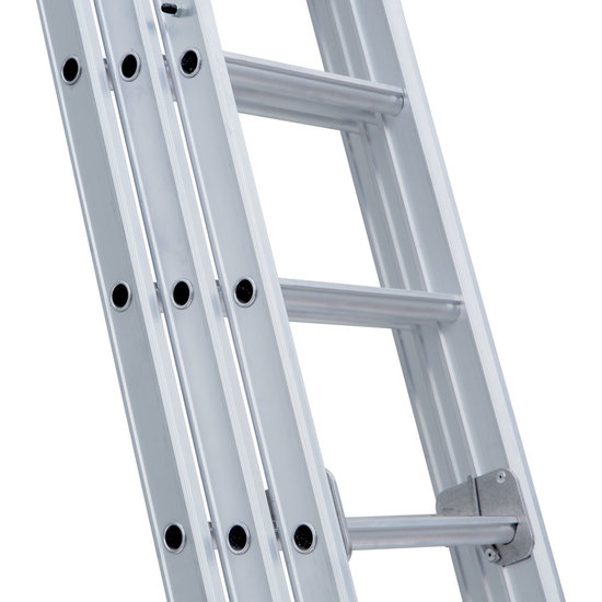 Eurostairs Eurostairs Opsteek ladder driedelig recht 3x14 sporten + gevelrollen