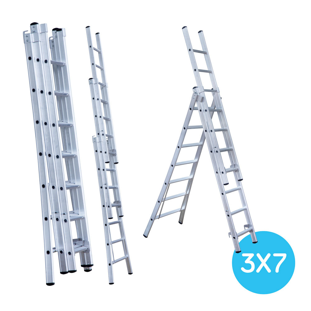 Dapper Artefact gemakkelijk te kwetsen Eurostairs Reform ladder driedelig uitgebogen 3x7 sporten