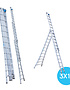 Eurostairs Reform ladder driedelig uitgebogen 3x12 sporten + gevelrollen