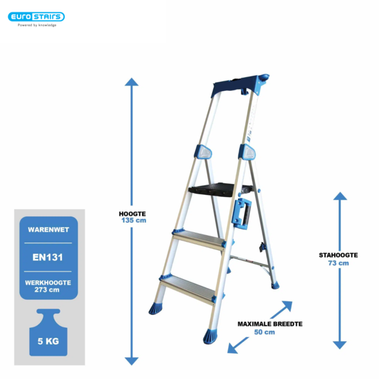 Eurostairs UP Huishoudtrap met 3-treden