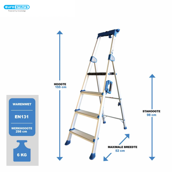 Eurostairs UP Huishoudtrap met 4-treden