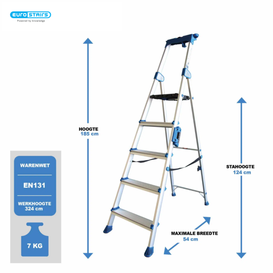 Eurostairs UP Huishoudtrap met 5-treden