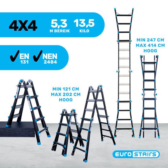 Eurostairs Professionele vouwladder Eurostairs 4x4