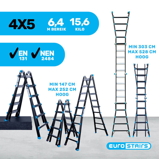 Eurostairs Professionele vouwladder Eurostairs 4x5