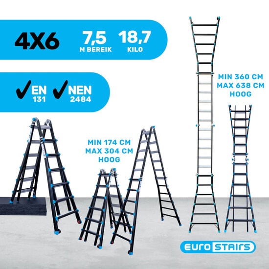 Eurostairs Professionele vouwladder Eurostairs 4x6