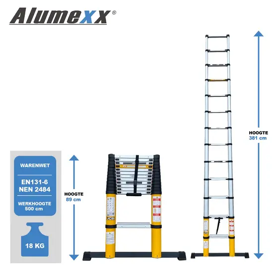 Telescoopladder JCB 3,8m softclose