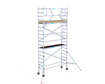 Rolsteiger Euroscaffold Basic 75x250 6,2m werkhoogte tegen de gevel