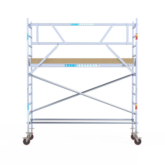 Euroscaffold Rolsteiger Euroscaffold Basic 75x305 4,2m werkhoogte tegen de gevel
