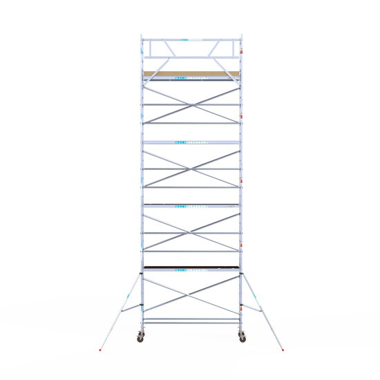 Euroscaffold Rolsteiger Euroscaffold Basic 75x305 10,2m werkhoogte tegen de gevel