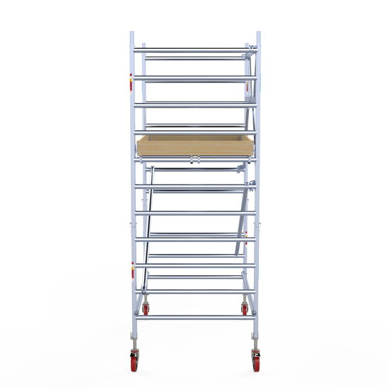 Euroscaffold Rolsteiger Euroscaffold Basic 135x190 4,2m werkhoogte tegen de gevel