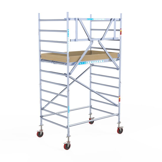 Euroscaffold Rolsteiger Euroscaffold Basic 135x190 4,2m werkhoogte tegen de gevel