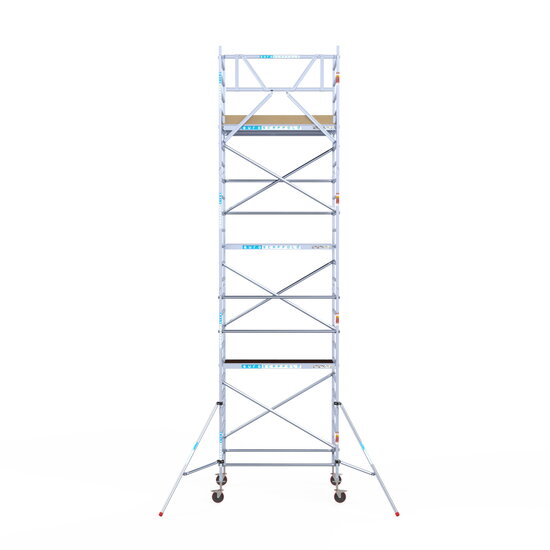 Euroscaffold Rolsteiger Euroscaffold Basic 135x190 8,2m werkhoogte tegen de gevel