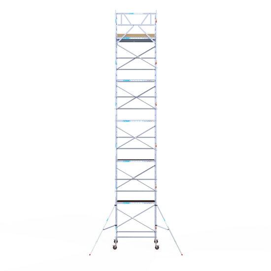 Euroscaffold Rolsteiger Euroscaffold Basic 135x190 12,2m werkhoogte tegen de gevel