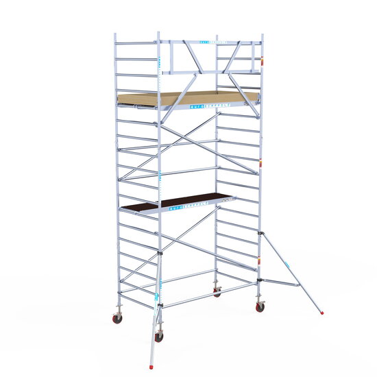 Euroscaffold Rolsteiger Euroscaffold Basic 135x250 6,2m werkhoogte tegen de gevel