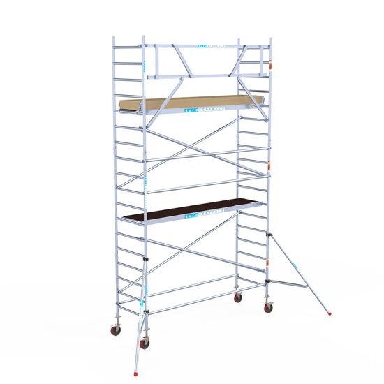 Euroscaffold Rolsteiger Euroscaffold Basic 90x305 6,2m werkhoogte tegen de gevel