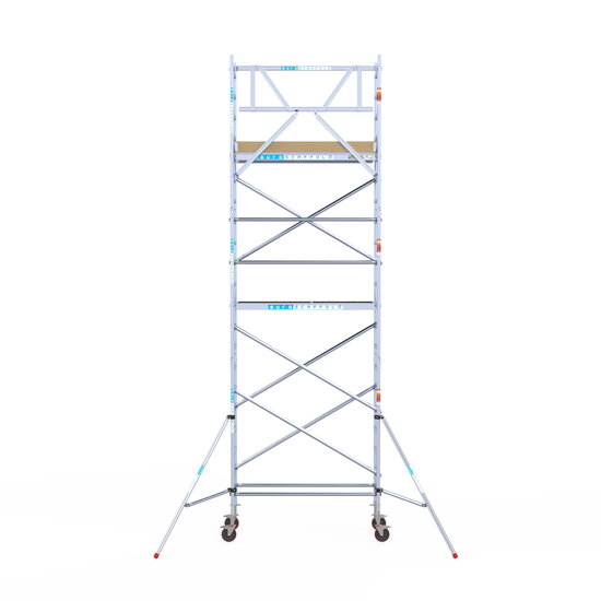 Euroscaffold Rolsteiger Euroscaffold Basic 75x190 7,2m werkhoogte tegen de gevel