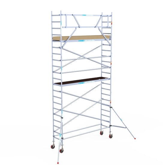 Euroscaffold Rolsteiger Euroscaffold Basic 75x305 7,2m werkhoogte tegen de gevel