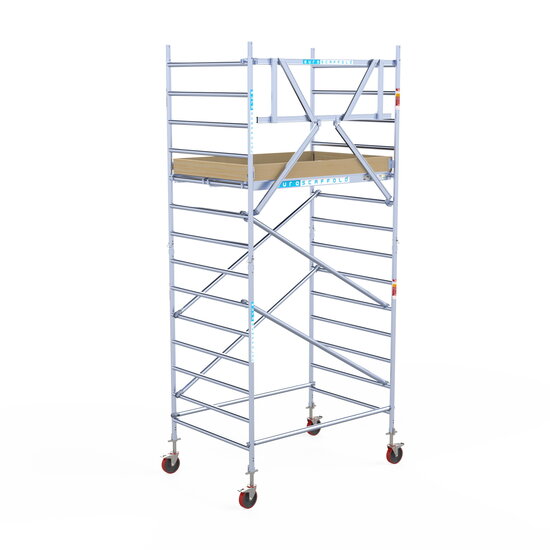 Euroscaffold Rolsteiger Euroscaffold Basic 135x190 5,2m werkhoogte tegen de gevel