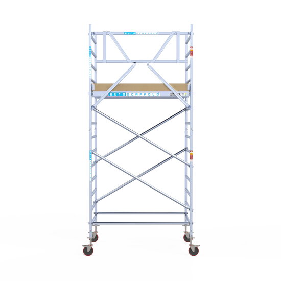 Euroscaffold Rolsteiger Euroscaffold Basic 135x190 5,2m werkhoogte tegen de gevel