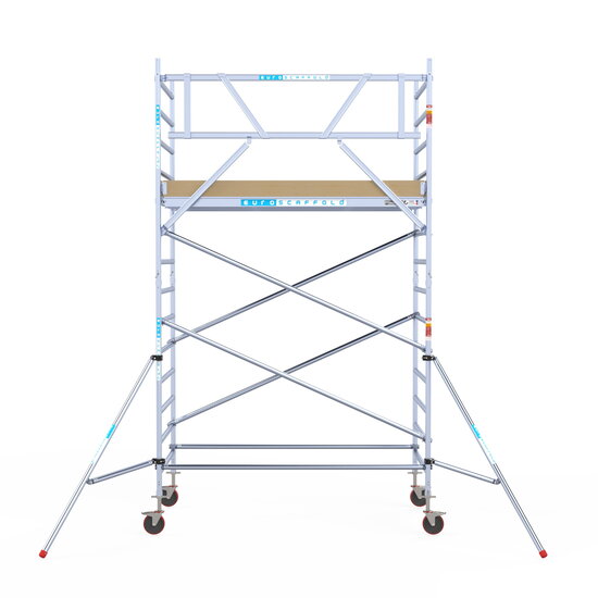 Euroscaffold Rolsteiger Euroscaffold Basic 135x250 5,2m werkhoogte tegen de gevel