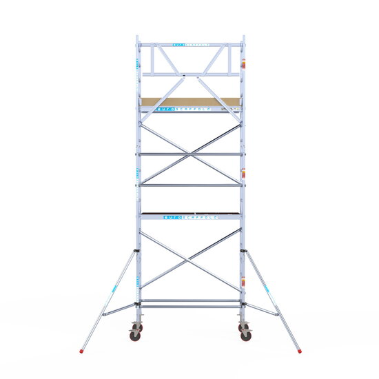 Euroscaffold Rolsteiger Euroscaffold Basic 75x190 6,2m werkhoogte carbon vloer tegen de gevel