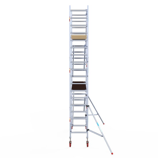 Euroscaffold Rolsteiger Euroscaffold Basic 75x250 6,2m werkhoogte carbon vloer tegen de gevel