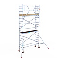 Euroscaffold Rolsteiger Euroscaffold Basic 75x250 6,2m werkhoogte carbon vloer tegen de gevel