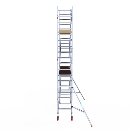 Euroscaffold Rolsteiger Euroscaffold Basic 75x305 6,2m werkhoogte carbon vloer tegen de gevel