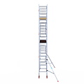 Euroscaffold Rolsteiger Euroscaffold Basic 75x250 7,2m werkhoogte carbon vloer tegen de gevel