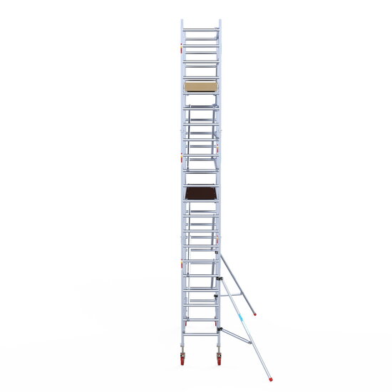 Euroscaffold Rolsteiger Euroscaffold Basic 75x250 7,2m werkhoogte carbon vloer tegen de gevel