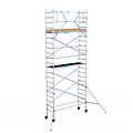 Euroscaffold Rolsteiger Euroscaffold Basic 75x250 7,2m werkhoogte carbon vloer tegen de gevel
