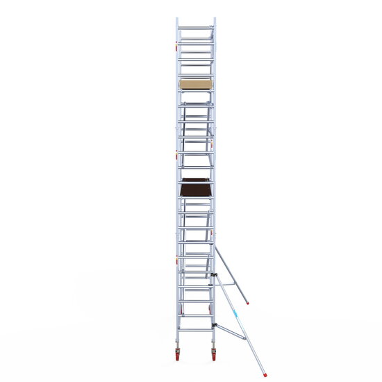 Euroscaffold Rolsteiger Euroscaffold Basic 75x305 7,2m werkhoogte carbon vloer tegen de gevel