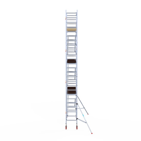 Euroscaffold Rolsteiger Euroscaffold Basic 75x250 8,2m werkhoogte carbon vloer tegen de gevel