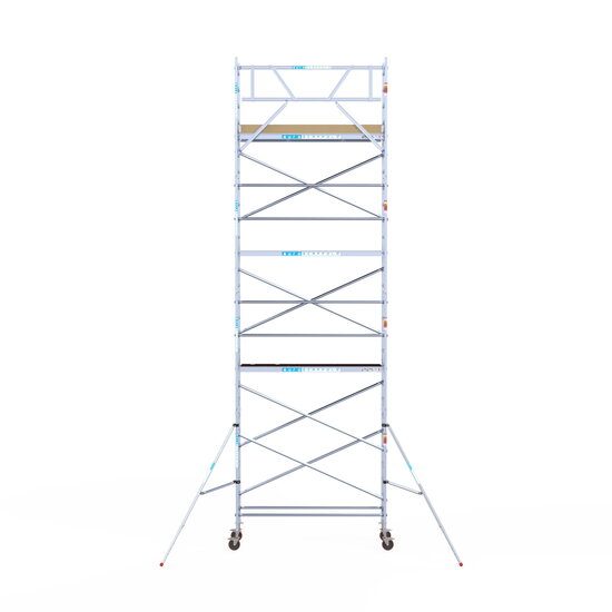 Euroscaffold Rolsteiger Euroscaffold Basic 75x250 9,2m werkhoogte carbon vloer tegen de gevel