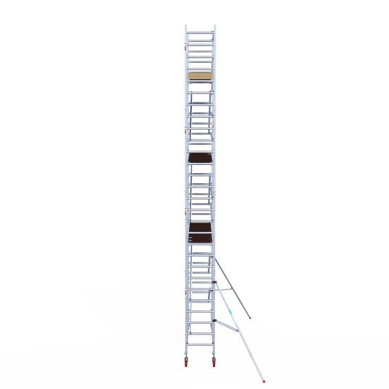 Euroscaffold Rolsteiger Euroscaffold Basic 75x305 9,2m werkhoogte carbon vloer tegen de gevel
