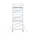 Euroscaffold Rolsteiger Euroscaffold Basic 75x305 9,2m werkhoogte carbon vloer tegen de gevel