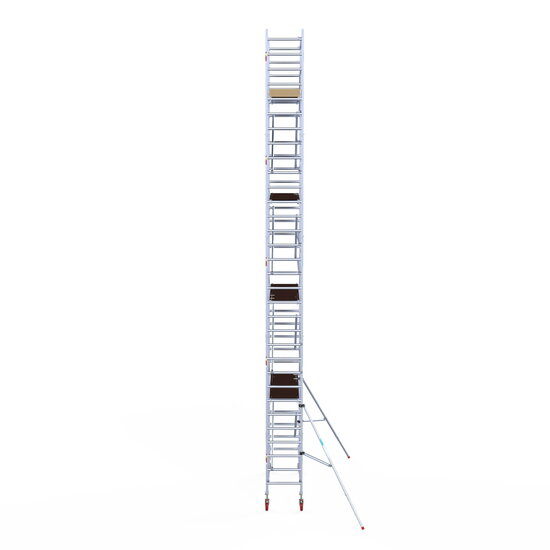 Euroscaffold Rolsteiger Euroscaffold Basic 75x250 10,2m werkhoogte carbon vloer tegen de gevel