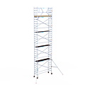 Euroscaffold Rolsteiger Euroscaffold Basic 75x250 10,2m werkhoogte carbon vloer tegen de gevel