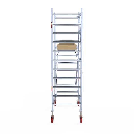 Euroscaffold Rolsteiger Euroscaffold Basic 90x190 4,2m werkhoogte carbon vloer tegen de gevel